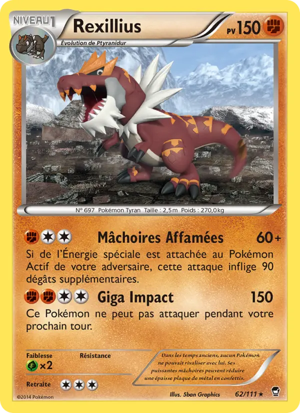 Scan HD carte Pokémon Rexillius 62/111 — Poings Furieux