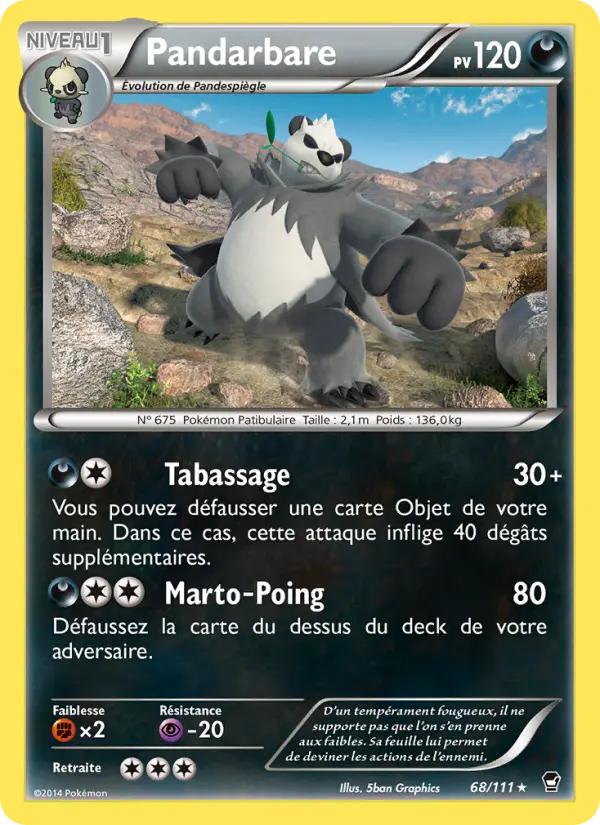 Scan HD carte Pokémon Pandarbare 68/111 — Poings Furieux
