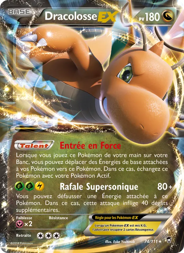 Scan HD carte Pokémon Dracolosse EX 74/111 — Poings Furieux