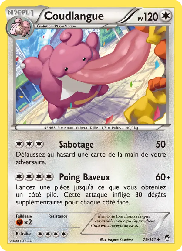 Scan HD carte Pokémon Coudlangue 79/111 — Poings Furieux
