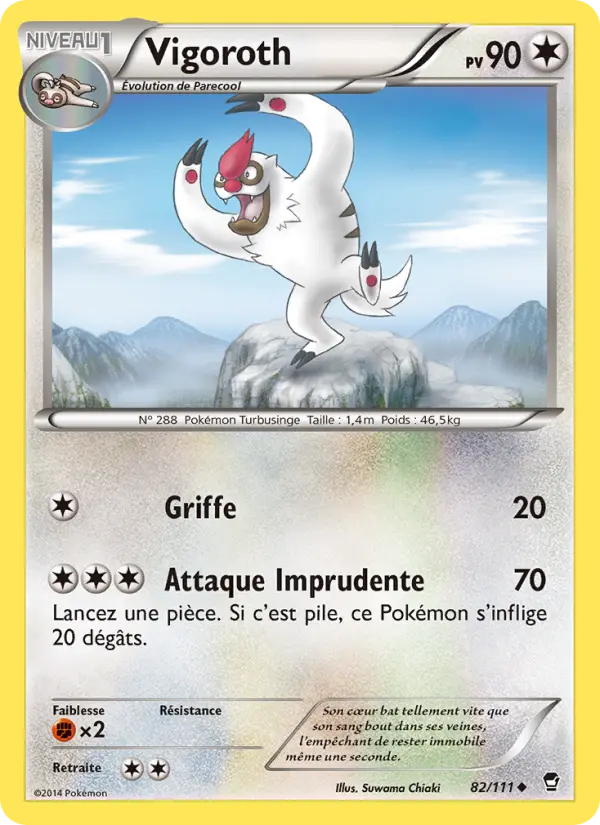 Scan HD carte Pokémon Vigoroth 82/111 — Poings Furieux