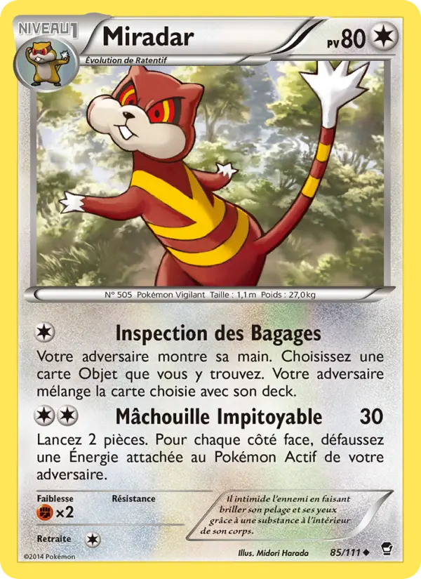 Scan HD carte Pokémon Miradar 85/111 — Poings Furieux