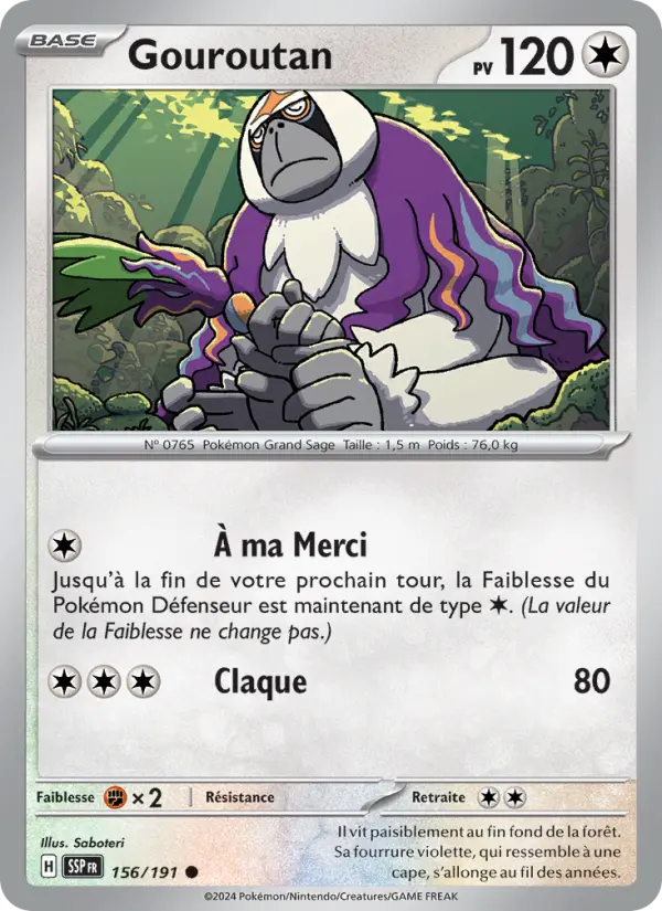 Scan HD carte Pokémon Gouroutan 156/191 — Étincelles Déferlantes