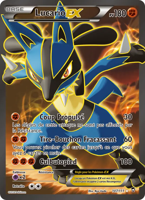 Scan HD carte Pokémon Lucario EX 107/111 — Poings Furieux