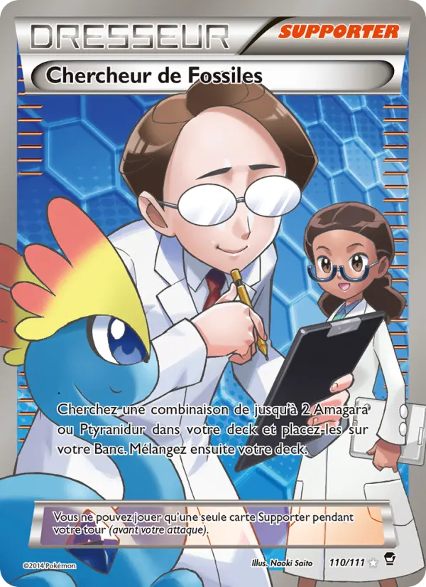 Scan HD carte Pokémon Chercheur de Fossiles 110/111 — Poings Furieux