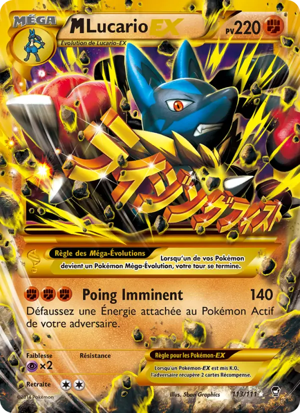 Scan HD carte Pokémon M-Lucario EX 113/111 — Poings Furieux