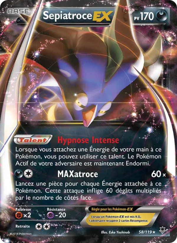 Scan HD carte Pokémon Sepiatroce EX 58/119 — Vigueur Spectrale
