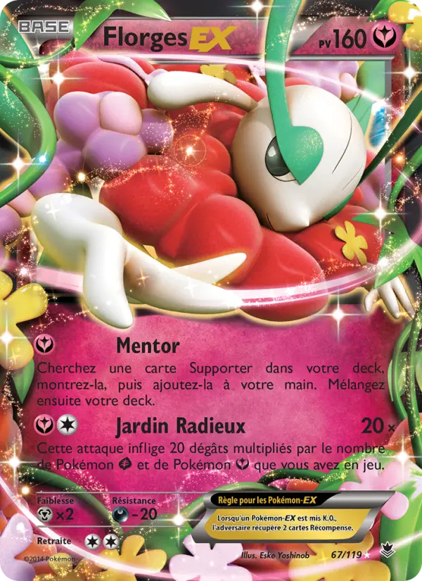 Scan HD carte Pokémon Florges EX 67/119 — Vigueur Spectrale