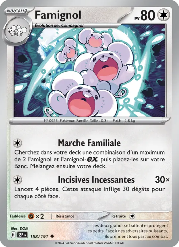 Scan HD carte Pokémon Famignol 158/191 — Étincelles Déferlantes