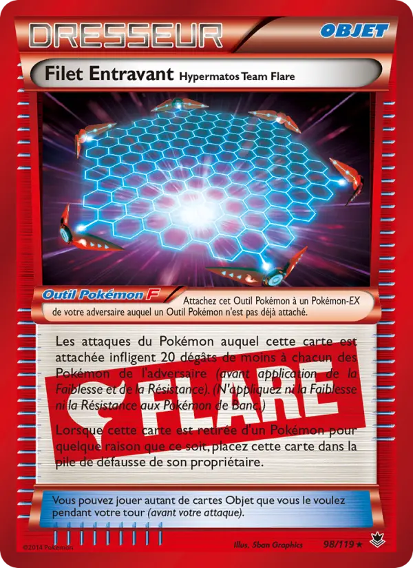 Scan HD carte Pokémon Filet Entravant Hypermatos Team Flare 98/119 — Vigueur Spectrale