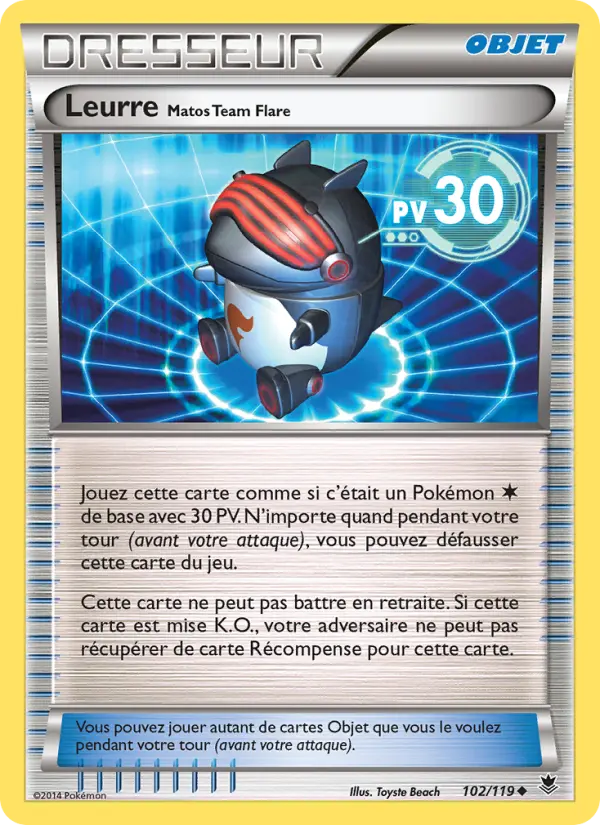 Scan HD carte Pokémon Leurre Matos Team Flare 102/119 — Vigueur Spectrale