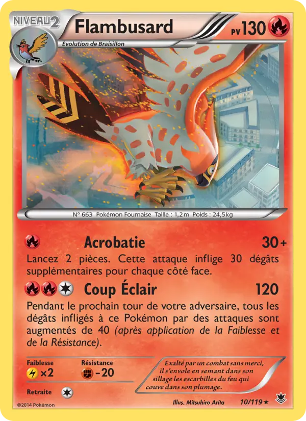 Scan HD carte Pokémon Flambusard 10/119 — Vigueur Spectrale