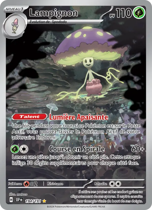 Scan HD carte Pokémon Lampignon 194/191 — Étincelles Déferlantes