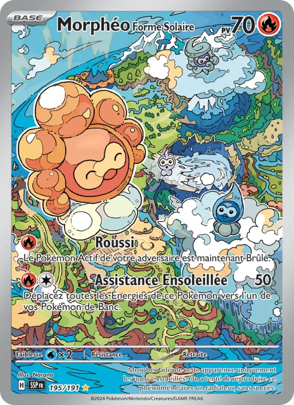 Scan HD carte Pokémon Morphéo Forme Solaire 195/191 — Étincelles Déferlantes