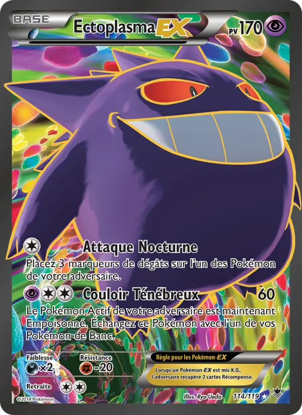 Scan HD carte Pokémon Ectoplasma EX 114/119 — Vigueur Spectrale