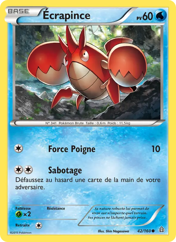 Scan HD carte Pokémon Écrapince 42/160 — Primo-Choc