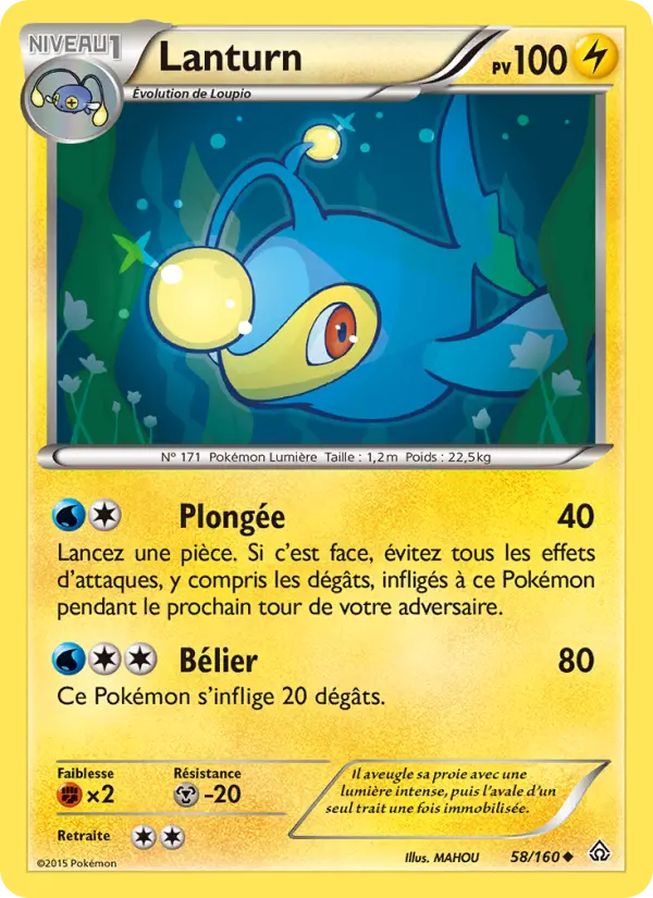 Scan HD carte Pokémon Lanturn 58/160 — Primo-Choc