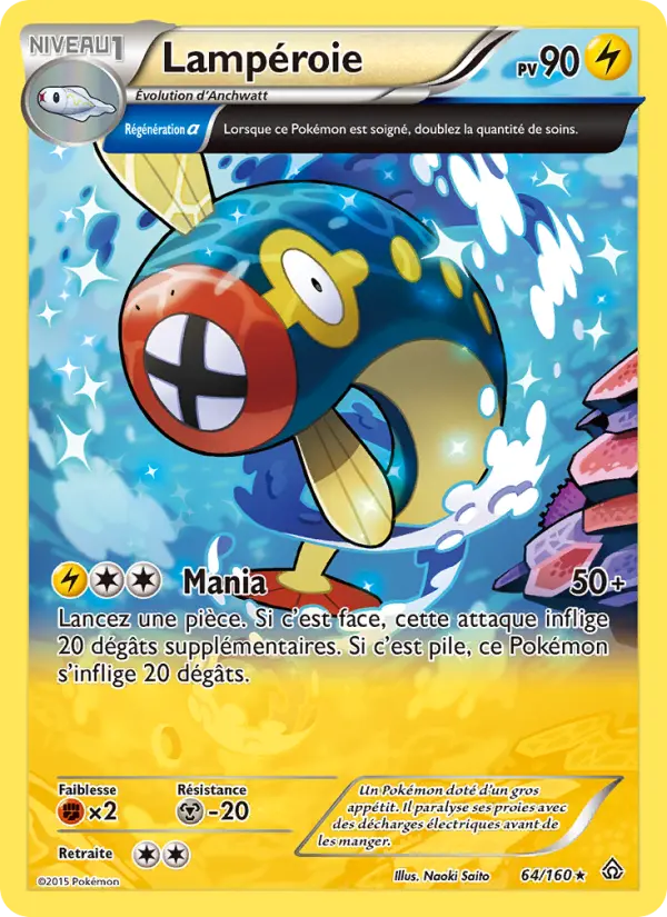 Scan HD carte Pokémon Lampéroie 64/160 — Primo-Choc