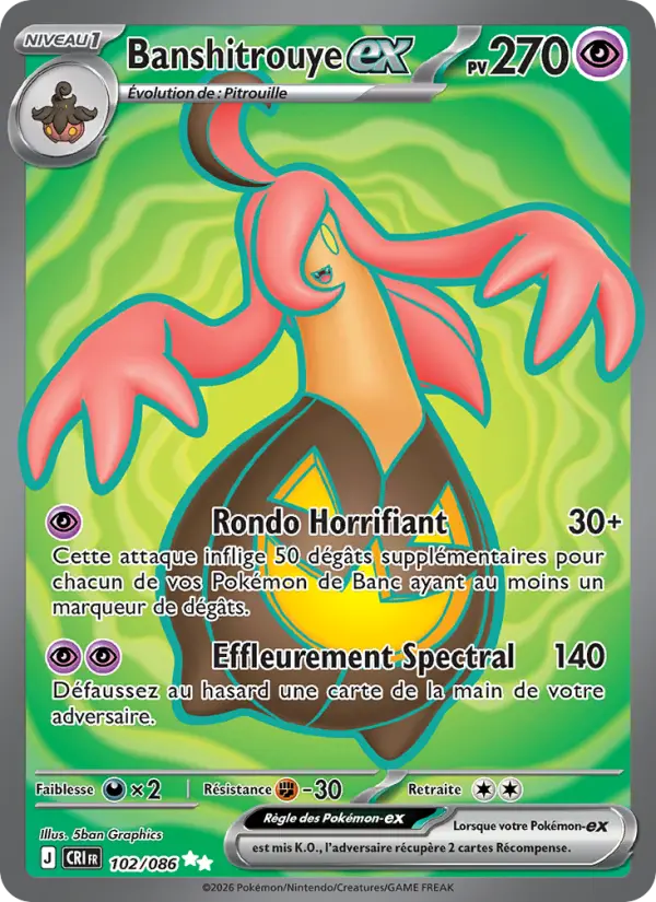 Scan HD carte Pokémon Banshitrouye-ex 102/86 — Chaos Ascendant