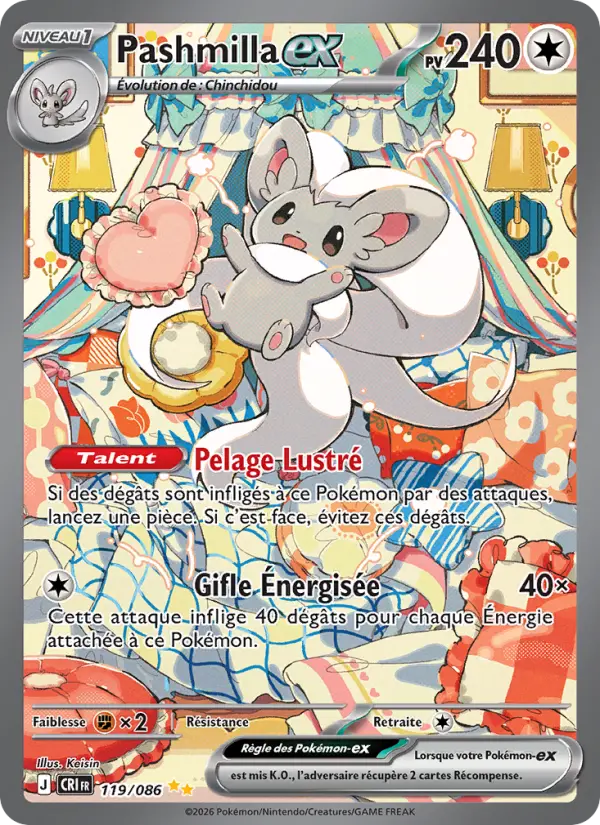 Scan HD carte Pokémon Pashmilla-ex 119/86 — Chaos Ascendant