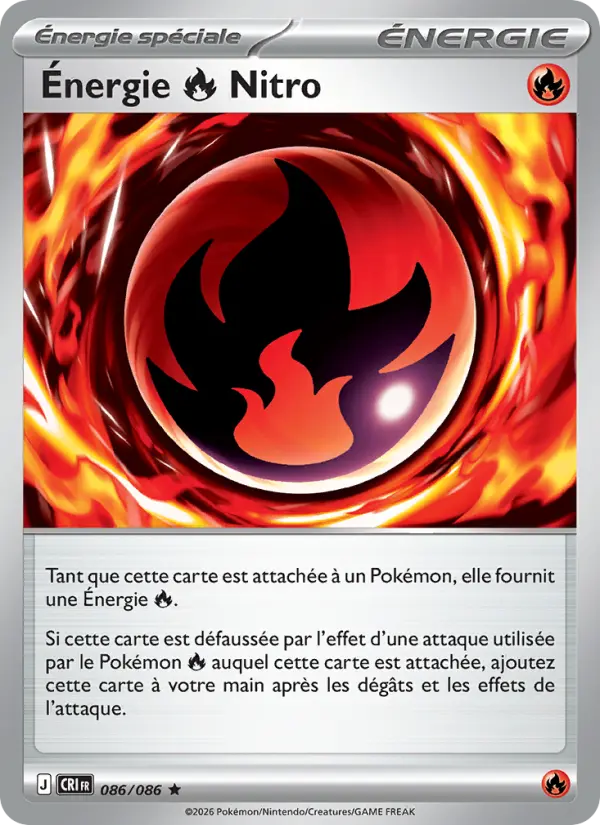 Scan HD carte Pokémon Énergie Fire Nitro 086/86 — Chaos Ascendant