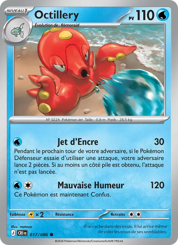 Scan HD carte Pokémon Octillery 017/86 — Chaos Ascendant