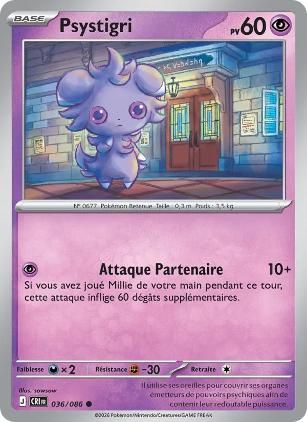 Scan HD carte Pokémon Psystigri 036/86 — Chaos Ascendant