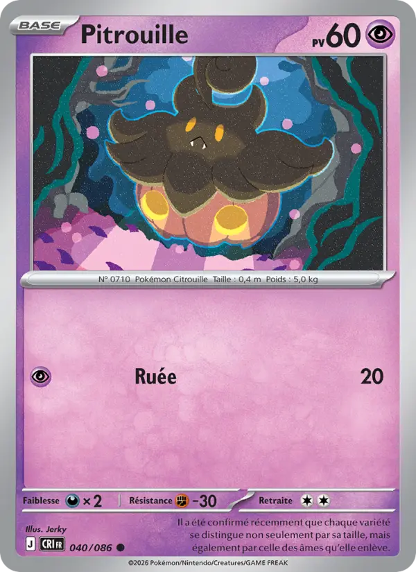 Scan HD carte Pokémon Pitrouille 040/86 — Chaos Ascendant