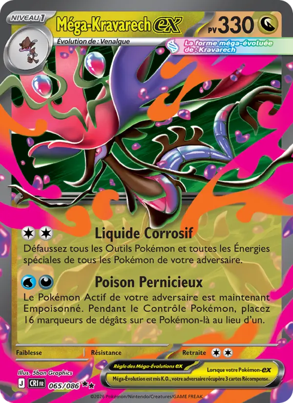 Scan HD carte Pokémon Méga-Kravarech-ex 065/86 — Chaos Ascendant