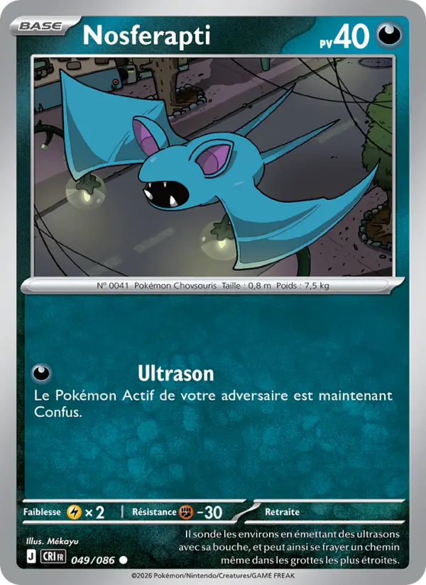 Scan HD carte Pokémon Nosferapti 049/86 — Chaos Ascendant