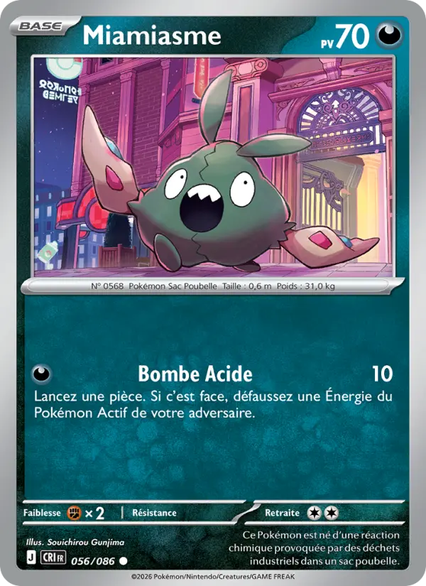 Scan HD carte Pokémon Miamiasme 056/86 — Chaos Ascendant
