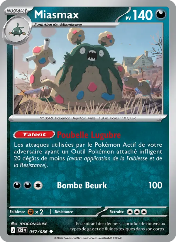 Scan HD carte Pokémon Miasmax 057/86 — Chaos Ascendant
