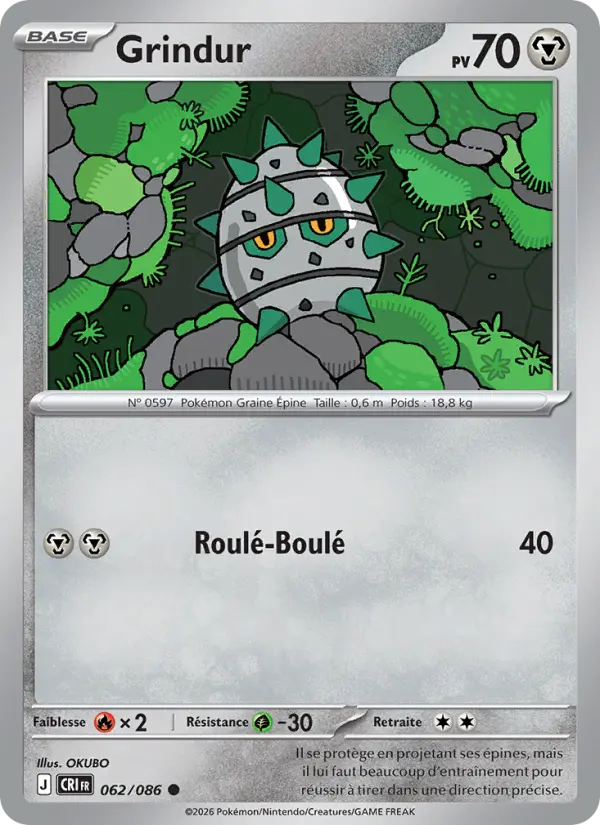 Scan HD carte Pokémon Grindur 062/86 — Chaos Ascendant