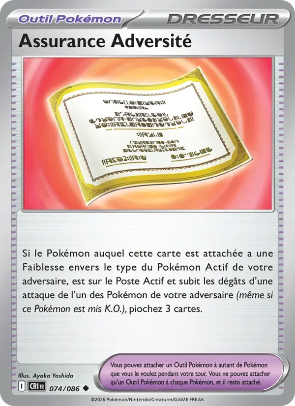 Scan HD carte Pokémon Assurance Adversité 074/86 — Chaos Ascendant