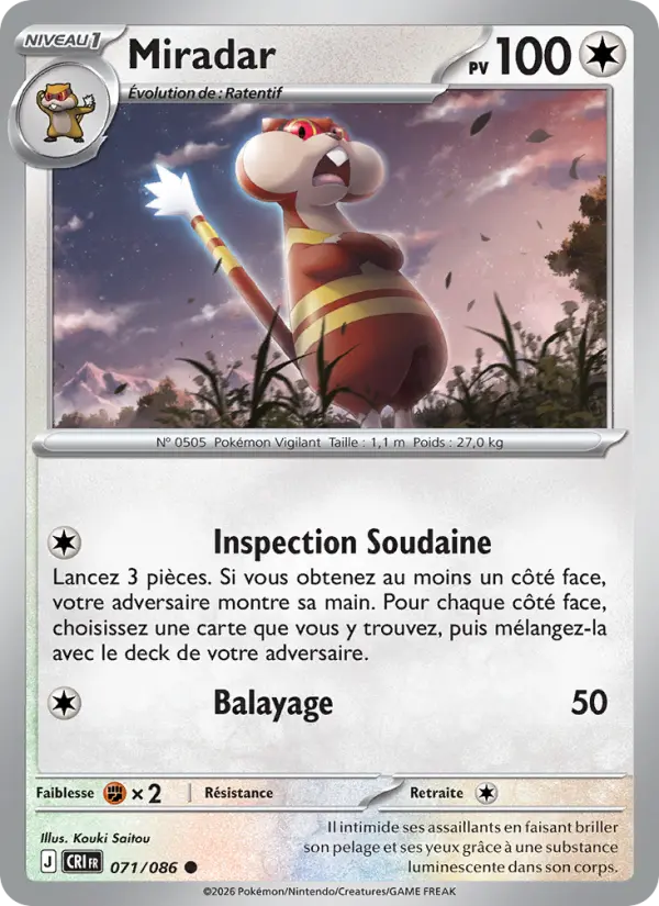 Scan HD carte Pokémon Miradar 071/86 — Chaos Ascendant